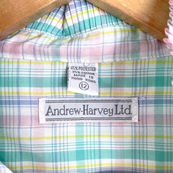 1980s Andrew Harvey asymmetrical pastel plaid blouse - size - NextStage Vintage
