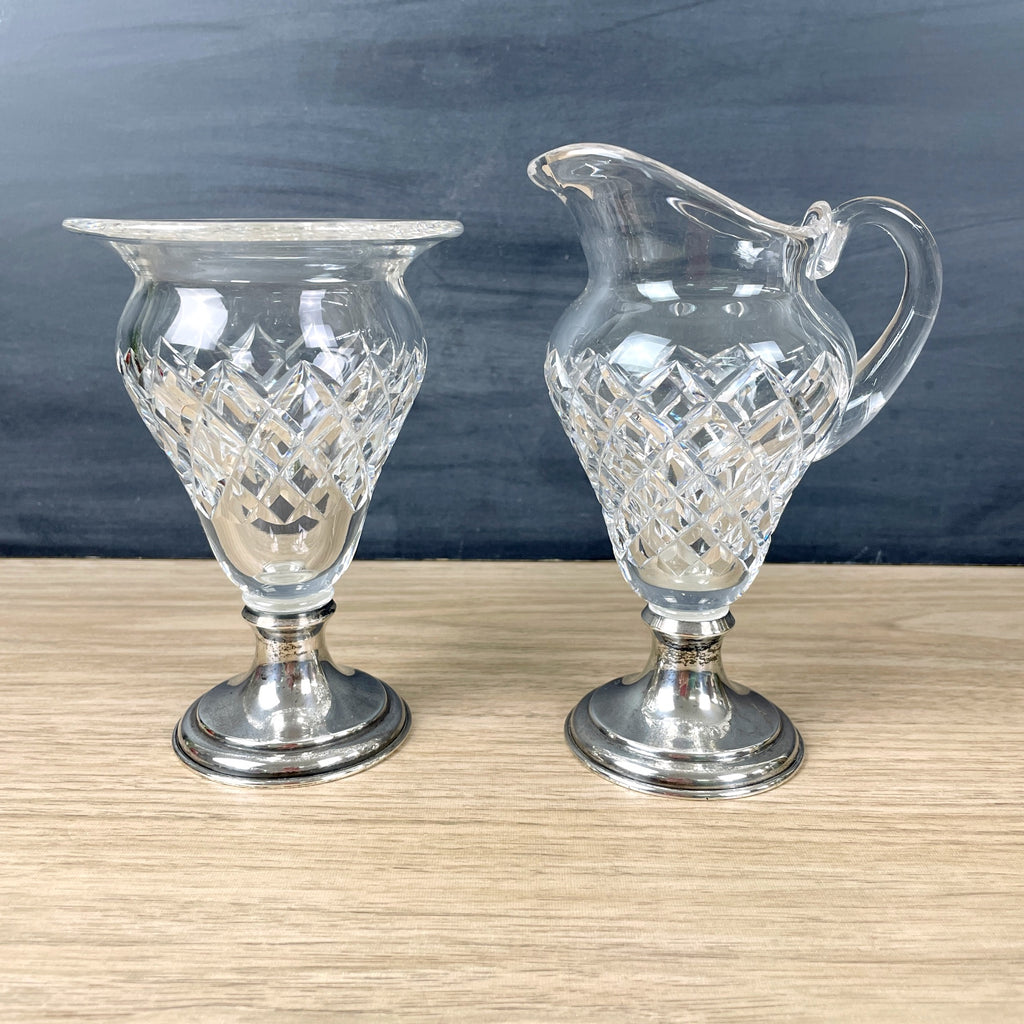 Hawkes sterling and cut glass cream and sugar - antique serving - NextStage Vintage