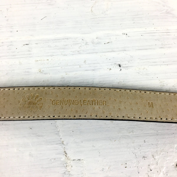 Galaxy USA black leather belt with heart keeper loop - vintage accessory - NextStage Vintage
