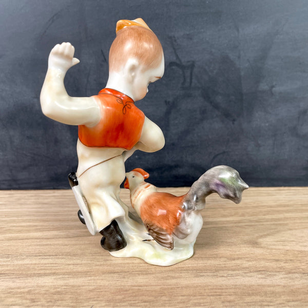 Herend porcelain boy with chicken #5842 - vintage 1960s Herend - NextStage Vintage