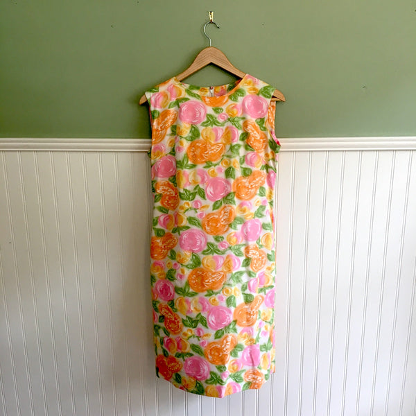 Herbcraft sleeveless A-line shift - size small - 1960s vintage bright citrus print dress - NextStage Vintage