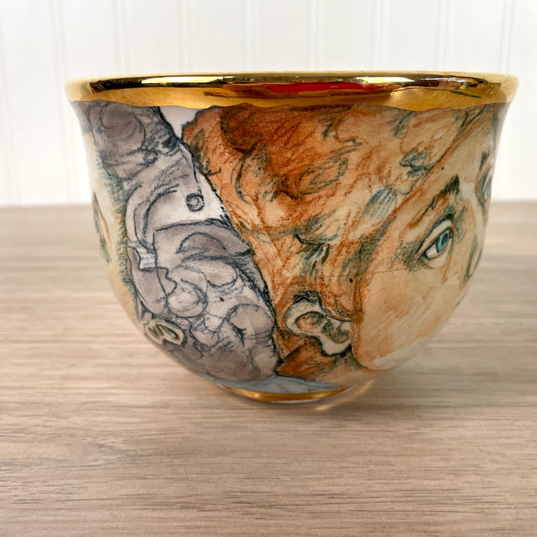 Marylou Higgins Three Faces Bowl - 1990s art pottery - NextStage Vintage
