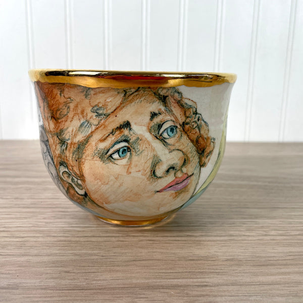 Marylou Higgins Three Faces Bowl - 1990s art pottery - NextStage Vintage