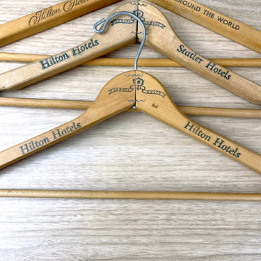 Hilton Hotels wooden advertising hangers - set of 3 - vintage advertising - NextStage Vintage