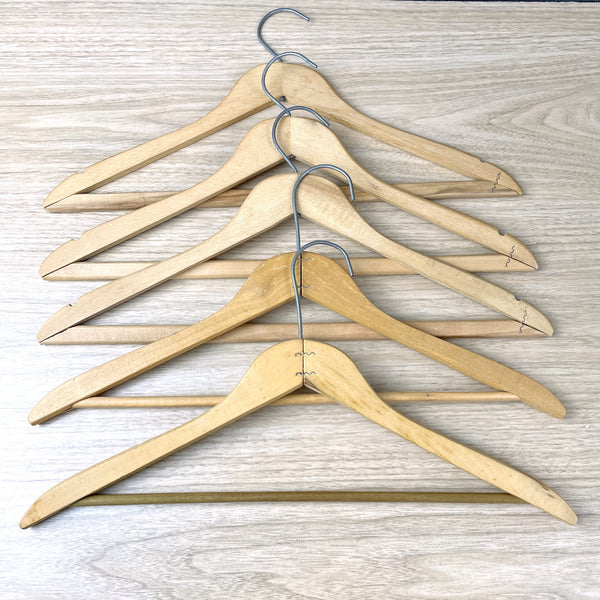 Sheraton and Hilton Hotels wooden printed hangers - set of 5 - vintage advertising - NextStage Vintage