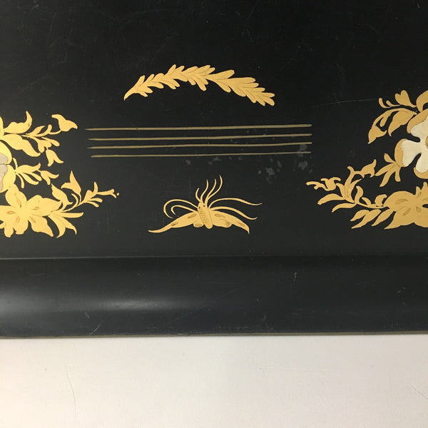 Hitchcock Chair Co. tole painted serving tray - black and gold - 1950s - NextStage Vintage