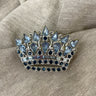 Hollycraft silver and blue rhinestone crown pin - 1960s vintage costume jewelry - NextStage Vintage