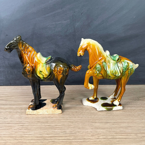 Tang style Chinese horses - sancai glazed - vintage Asian decor - NextStage Vintage