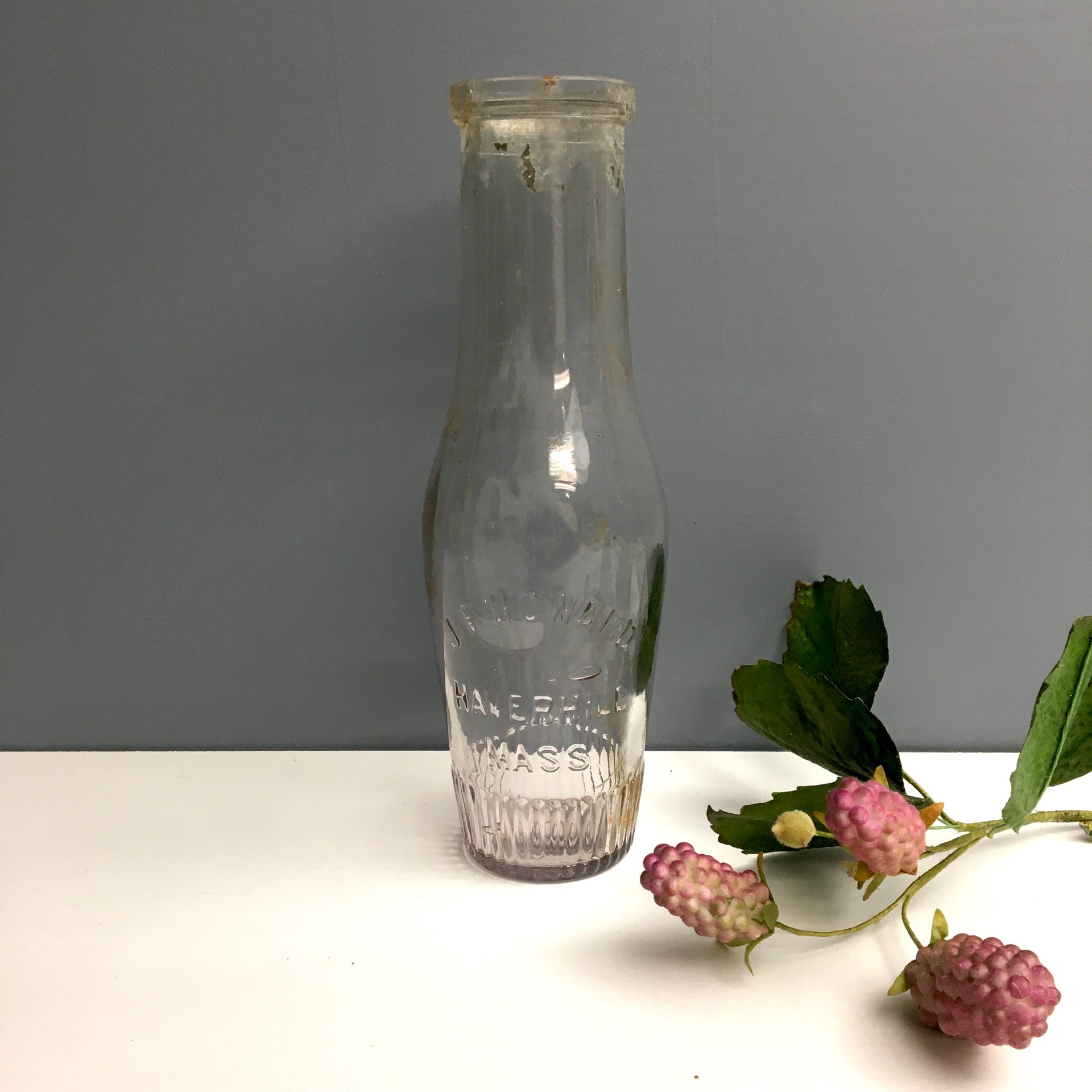 J.F. Howard - Haverill, MA - glass salad dressing bottle