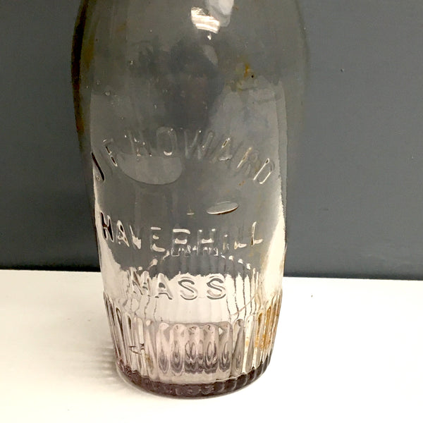 J.F. Howard - Haverill, MA - glass salad dressing bottle - turn of the century - NextStage Vintage