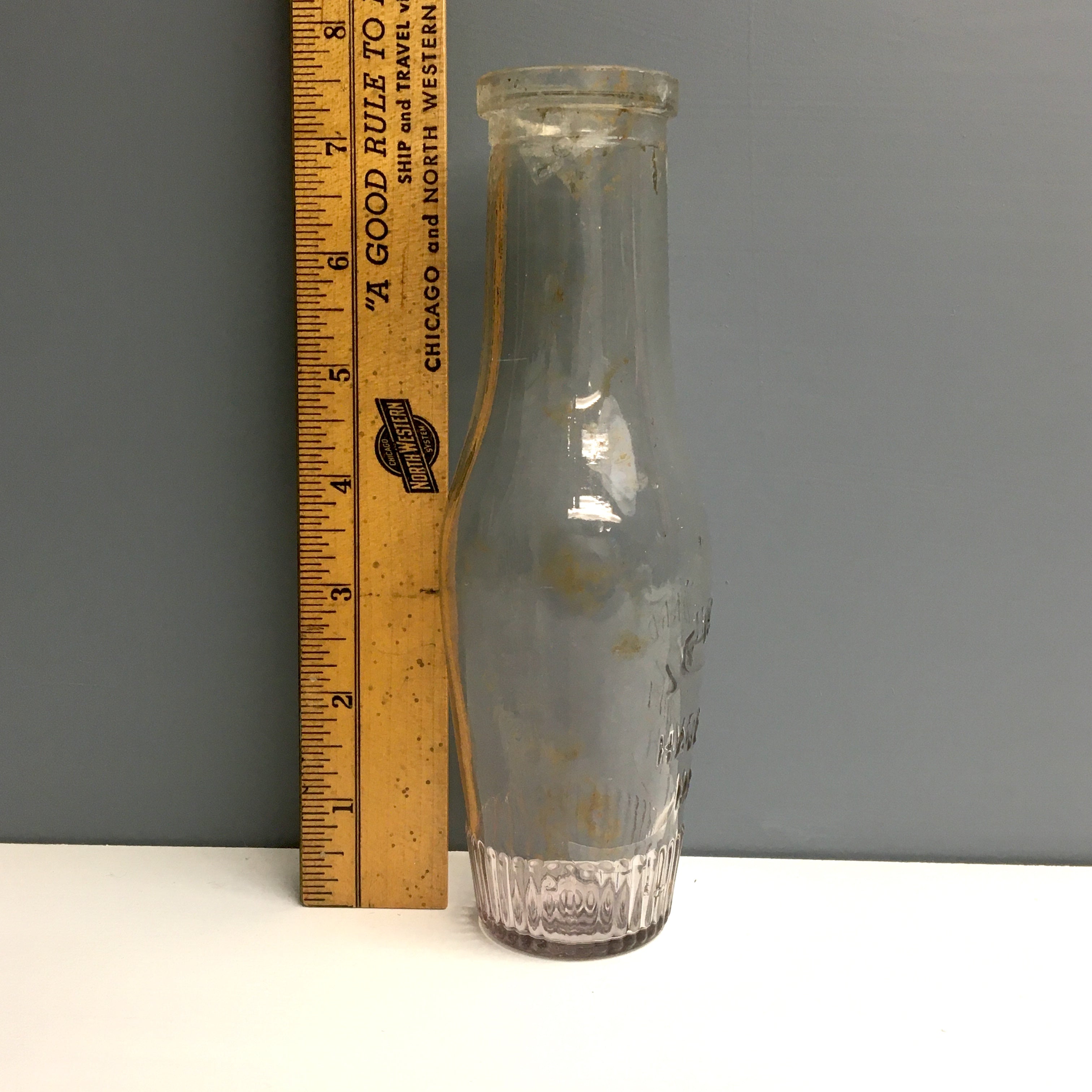 J.F. Howard - Haverill, MA - glass salad dressing bottle J.F. Howard - Haverill, MA - glass salad dressing bottle