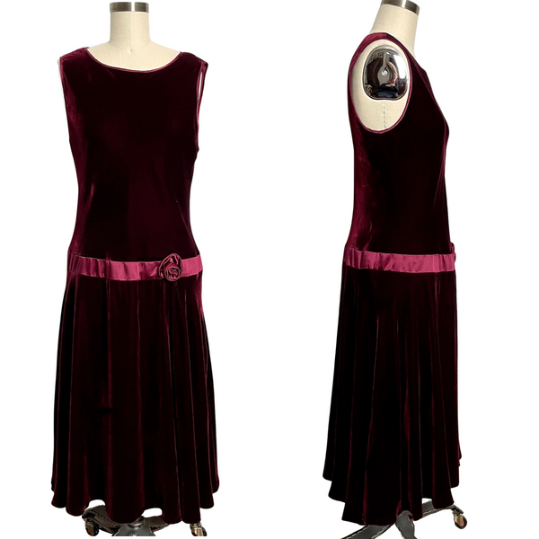Cynthia Howie velour dropped waist flapper dress - size 14 - NextStage Vintage