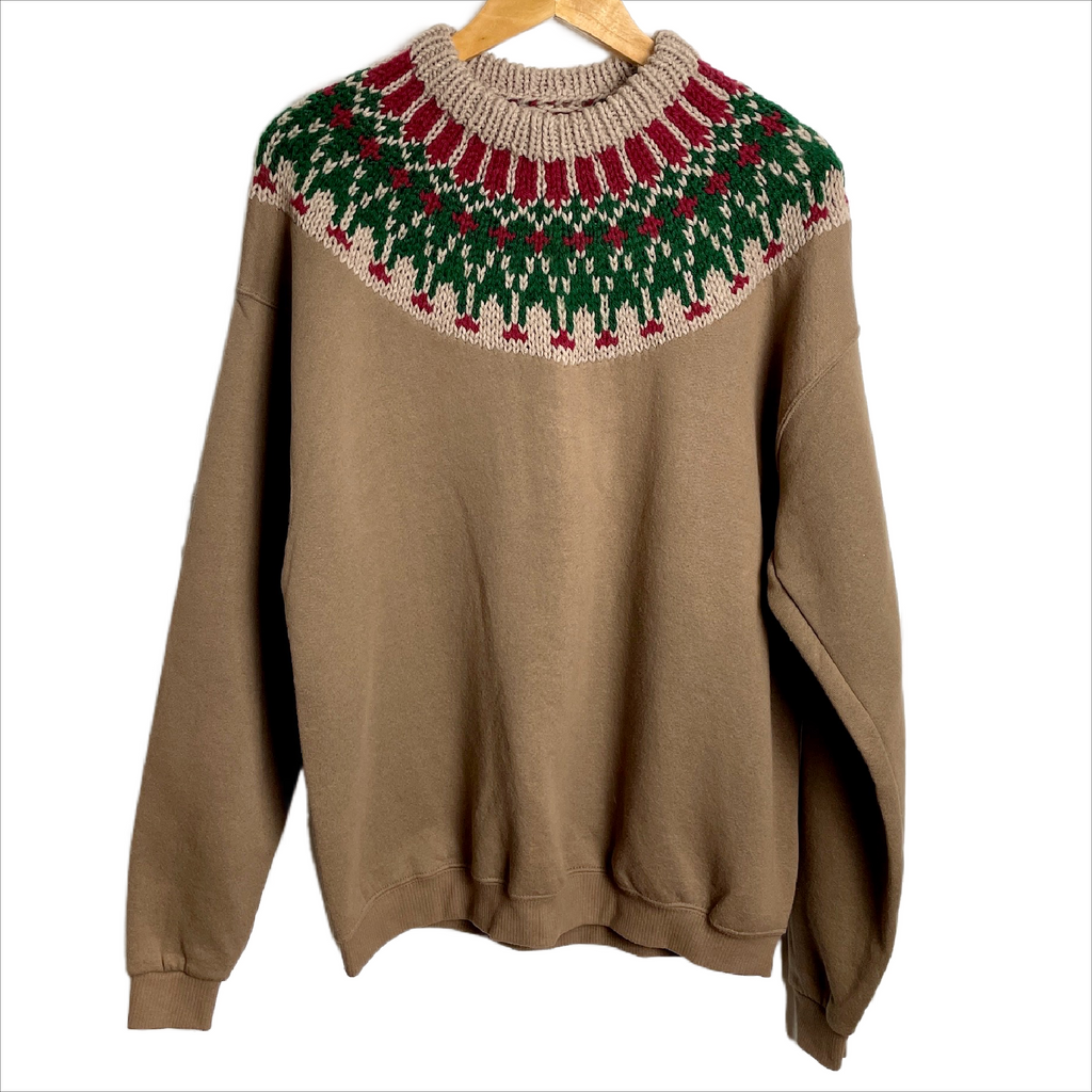 1980s vintage sweater with knit Icelandic yoke - size XL - NextStage Vintage