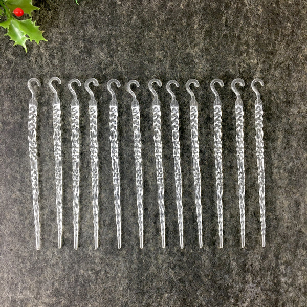 Plastic icicle ornaments for your tree - set of 12 - vintage Christmas plastic - NextStage Vintage