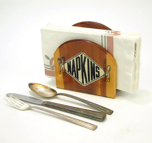 Knotty pine napkin holder - Nantucket island souvenir - 1960s travel kitsch - NextStage Vintage
