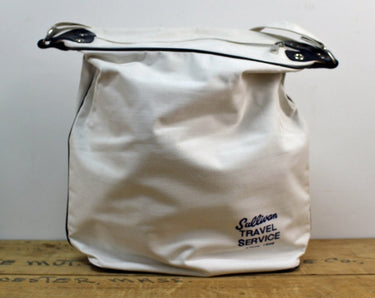 Vintage 1970s white travel bag - Sullivan Travel Service - white fabric tote - NextStage Vintage