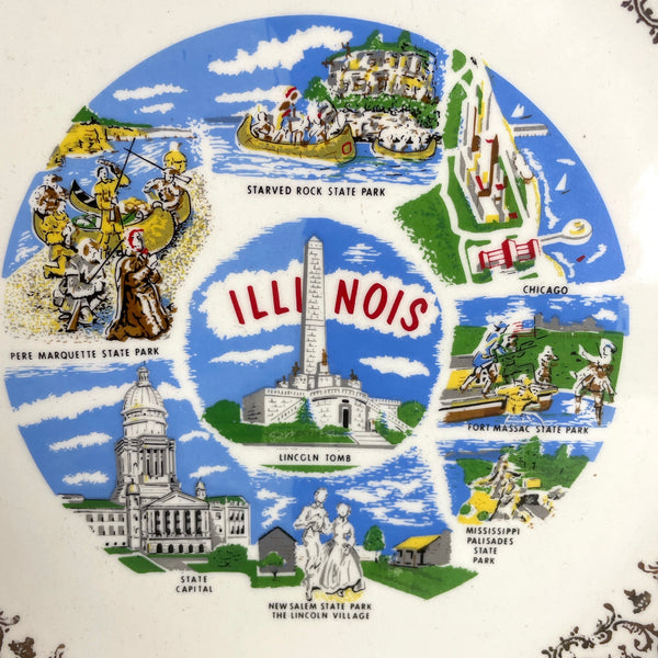 Illinois souvenir state plate - vintage 1960s road trip decor - NextStage Vintage