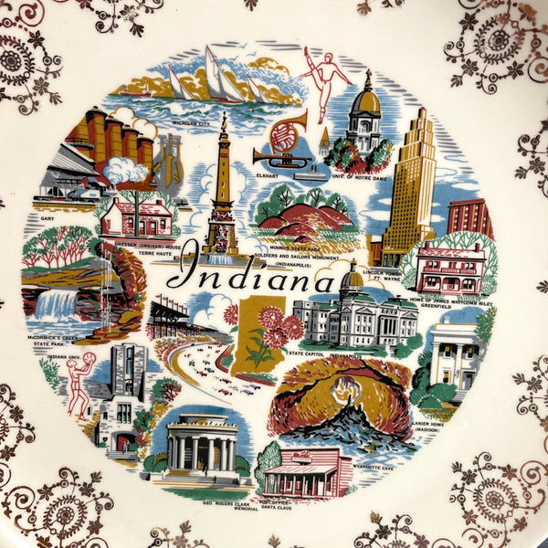 Indiana state souvenir plate - vintage 1960s road trip plate - NextStage Vintage