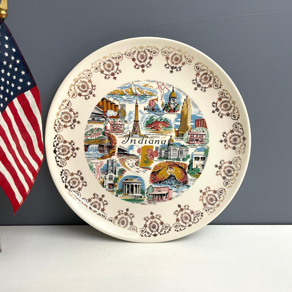 Indiana state souvenir plate - vintage 1960s road trip plate - NextStage Vintage