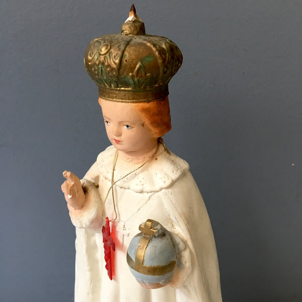 Infant of Prague - shabby vintage chalkware religious figurine - NextStage Vintage