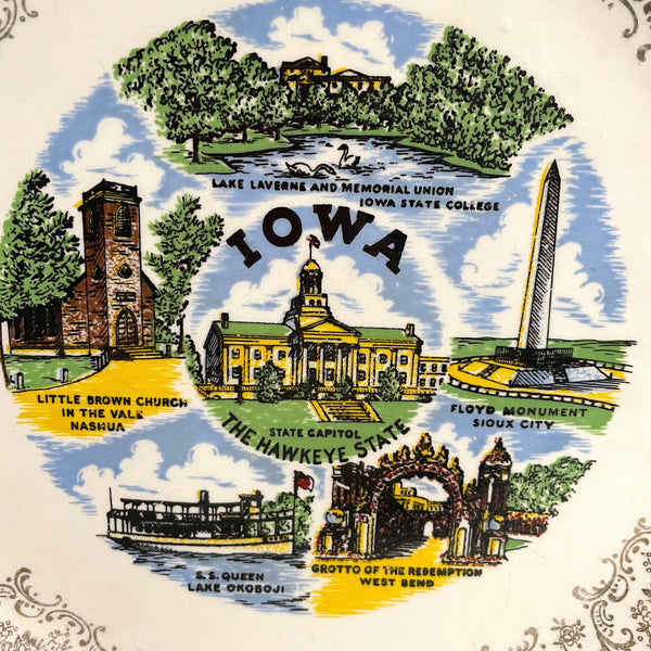 Iowa souvenir state plate - vintage 1960s road trip souvenir - NextStage Vintage