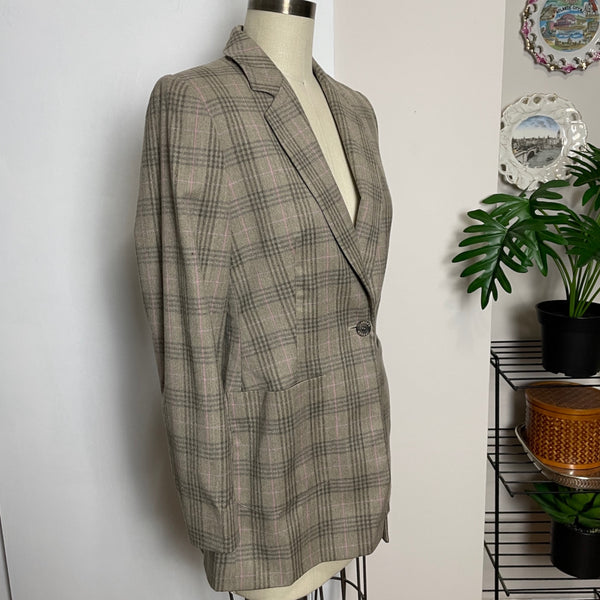 Jaeger wool cashmere plaid blazer - 1990s vintage - size 8 - NextStage Vintage