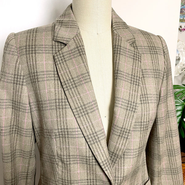 Jaeger wool cashmere plaid blazer - 1990s vintage - size 8 - NextStage Vintage