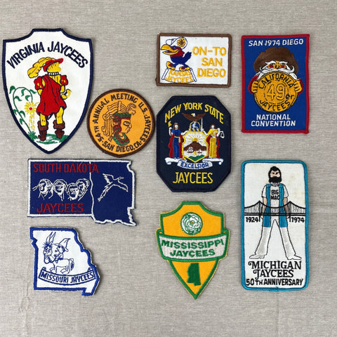 1970s Jaycees convention patches - lot of 9 - unused - NextStage Vintage