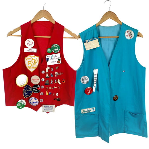 1970s vintage Michigan Jaycees vests, buttons and patches - collector's lot - NextStage Vintage