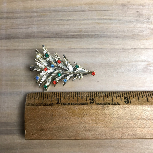 Jeweled vintage Christmas tree pin - vintage holiday accessory - NextStage Vintage