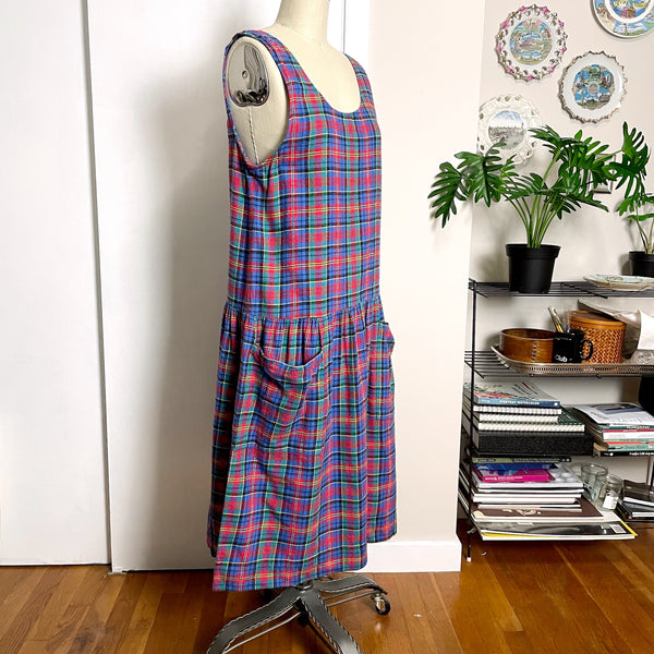 1980s plaid flannel jumper - vintage dress - size 6-8 - NextStage Vintage