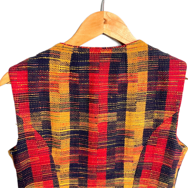 Vintage amber gold, red and midnight blue jumper - size small - NextStage Vintage