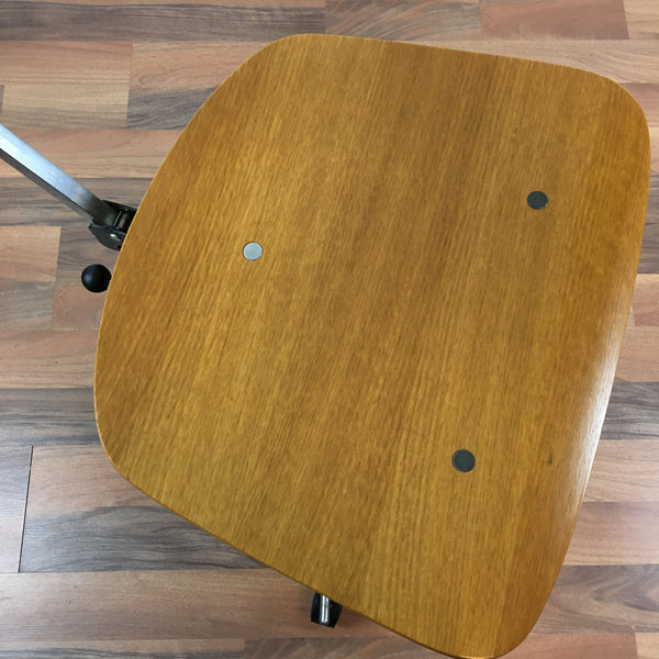 Kevi drafting chair - 1970s adjustable plywood and metal stool - NextStage Vintage