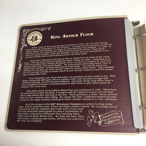 King Arthur 200th Anniversary Cookbook - ring bound - Brinna Sands - 1990 - NextStage Vintage