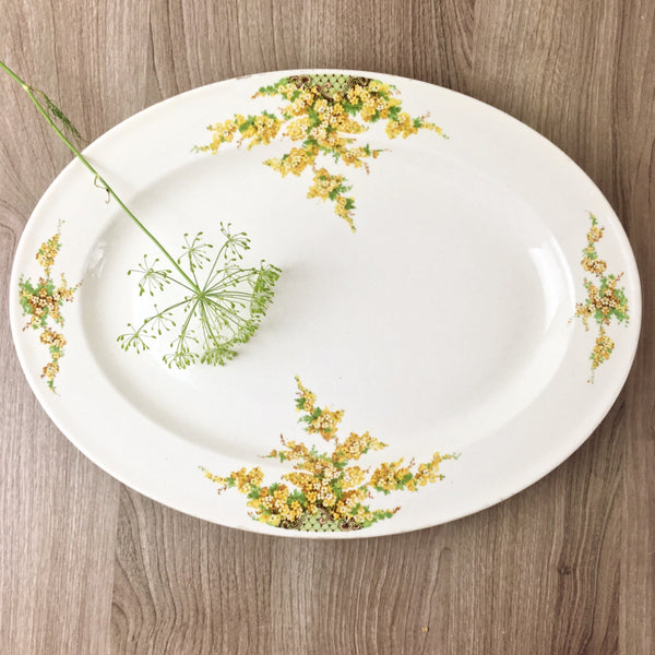 Edwin Knowles 13.5" oval platter #442E1T - yellow flowers - 1930s vintage - NextStage Vintage