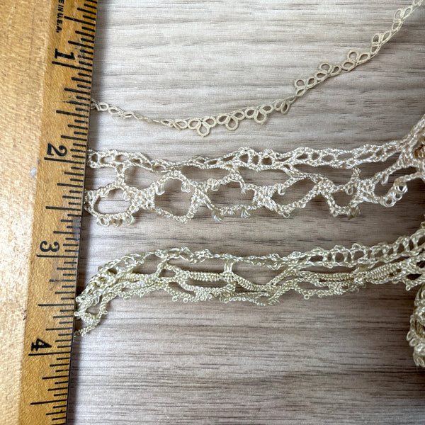 Vintage / antique knitted, tatted, crocheted lace trim mix - 6 styles - NextStage Vintage