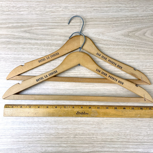 Hotel La Concha, San Juan wooden printed hangers - a pair - vintage advertising - NextStage Vintage