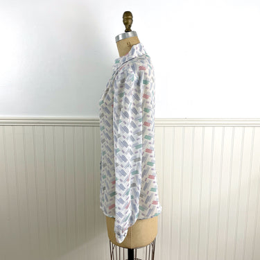 1980s vintage Lady Arrow dress blouse - sheer print - size medium - NextStage Vintage