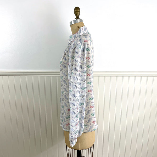 1980s vintage Lady Arrow dress blouse - sheer print - size medium - NextStage Vintage