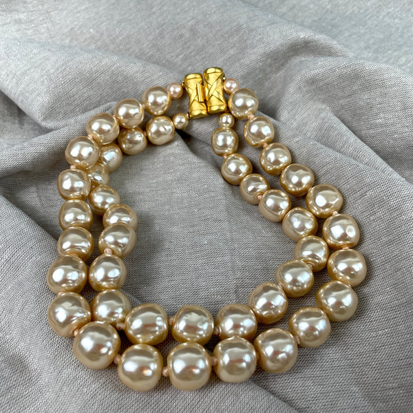 Karl Lagerfeld necklace and bracelet set - vintage baroque champagne pearls - NextStage Vintage