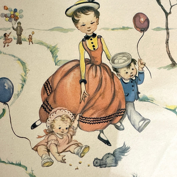 Nursery illustrations by Lambert - a pair - 1950s vintage framed prints - NextStage Vintage
