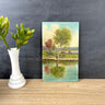 Autumn by a lake painting on board - vintage accent art - NextStage Vintage
