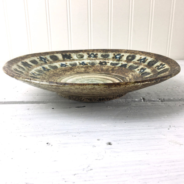 Vintage lava pottery bowl with stamped symbols - vintage studio pottery - NextStage Vintage