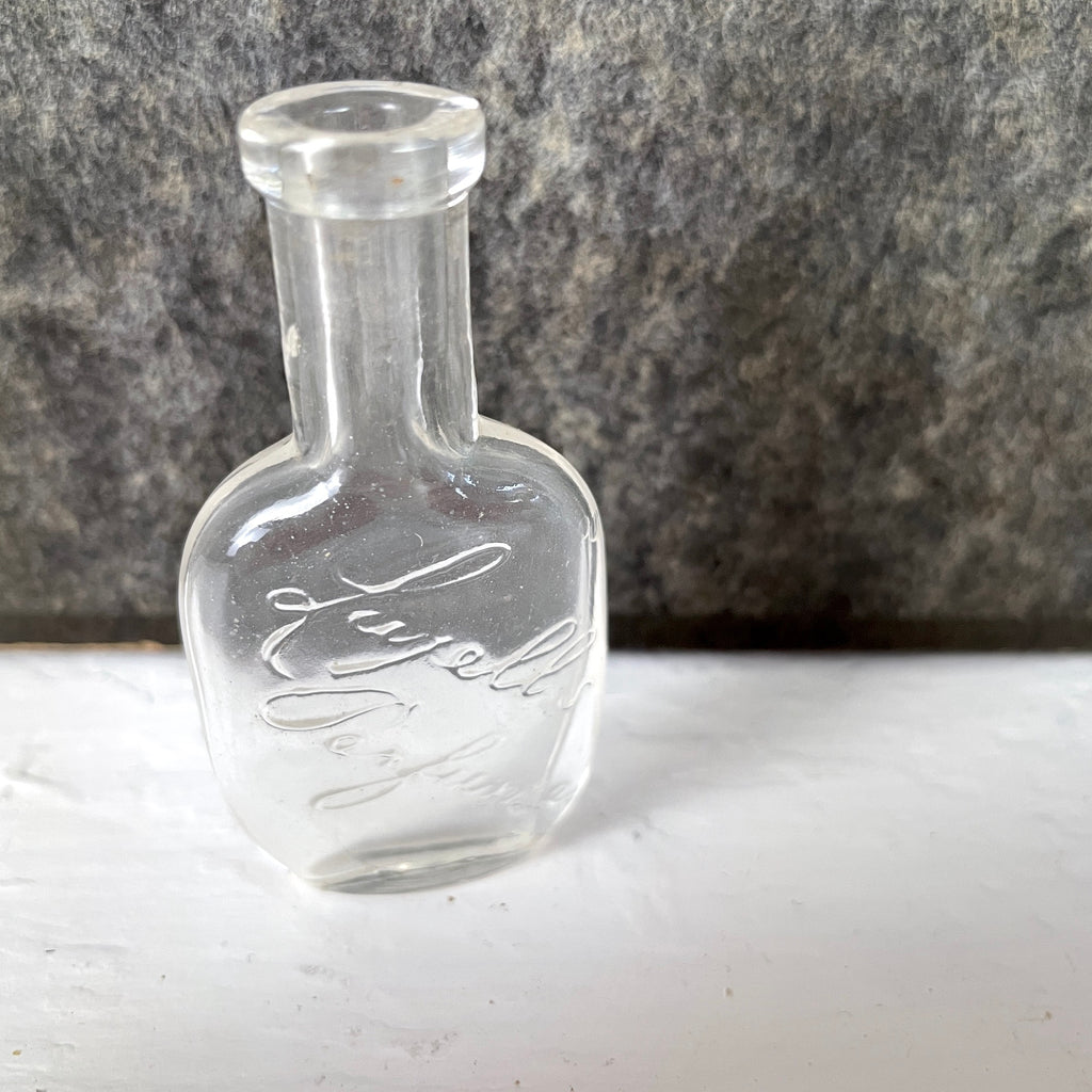 Lazell's Perfume bottle - raised lettering - antique bottle - NextStage Vintage