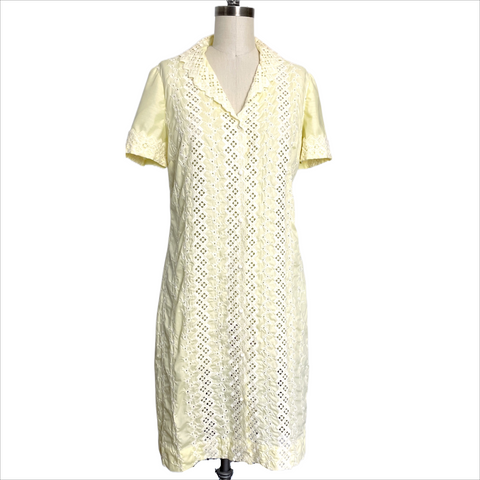 1960s Lee Mar of California pastel yellow dress - size medium - NextStage Vintage