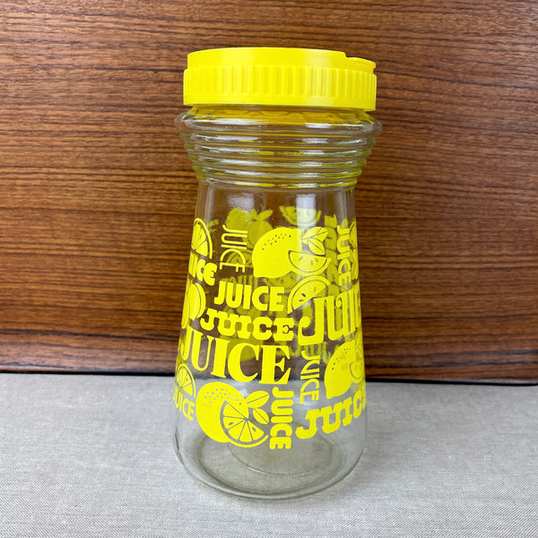 Yellow printed graphics juice bottle - 1970s vintage - NextStage Vintage