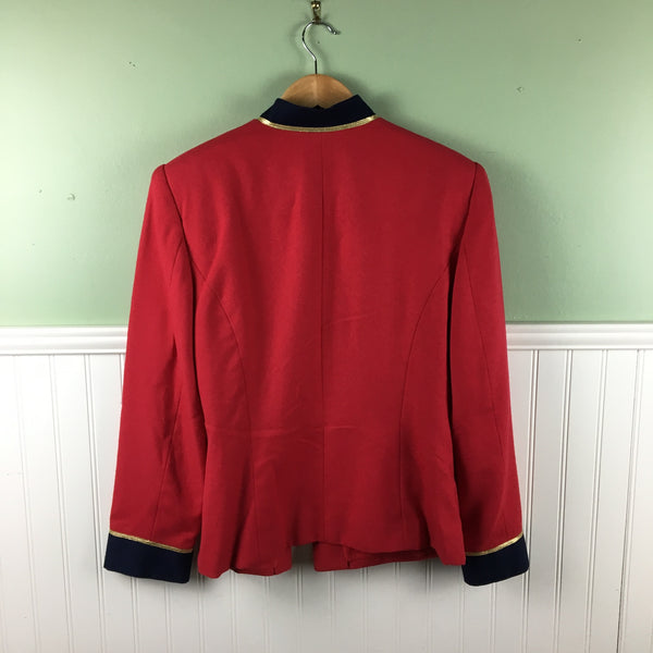 Leslie Fay uniform jacket - cherry red and navy - large - 1970s vintage - NextStage Vintage