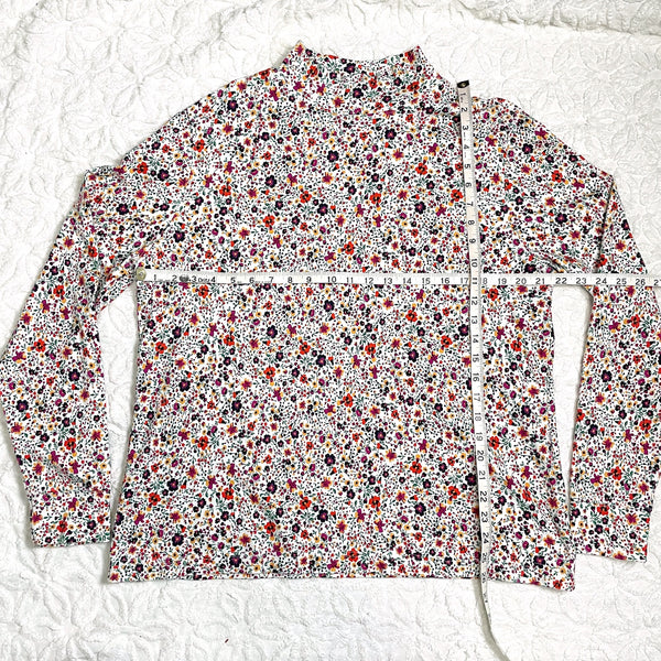 Lands' End floral cotton print mock turtleneck - size L - NextStage Vintage