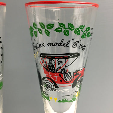 Libbey Horseless Carriage pilsner glasses - a pair - 1950s vintage - NextStage Vintage