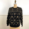 1980s black and gold geometric pullover by Lindsey Blake - size medium - NextStage Vintage